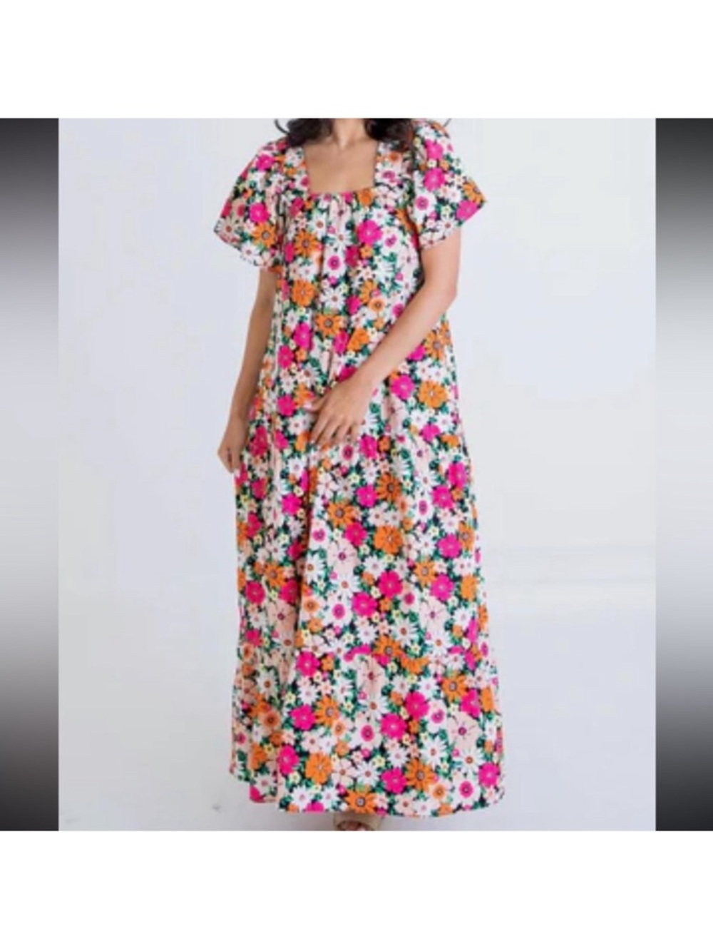 KARLIE poplin maxi dress in multi-colored large EUC
